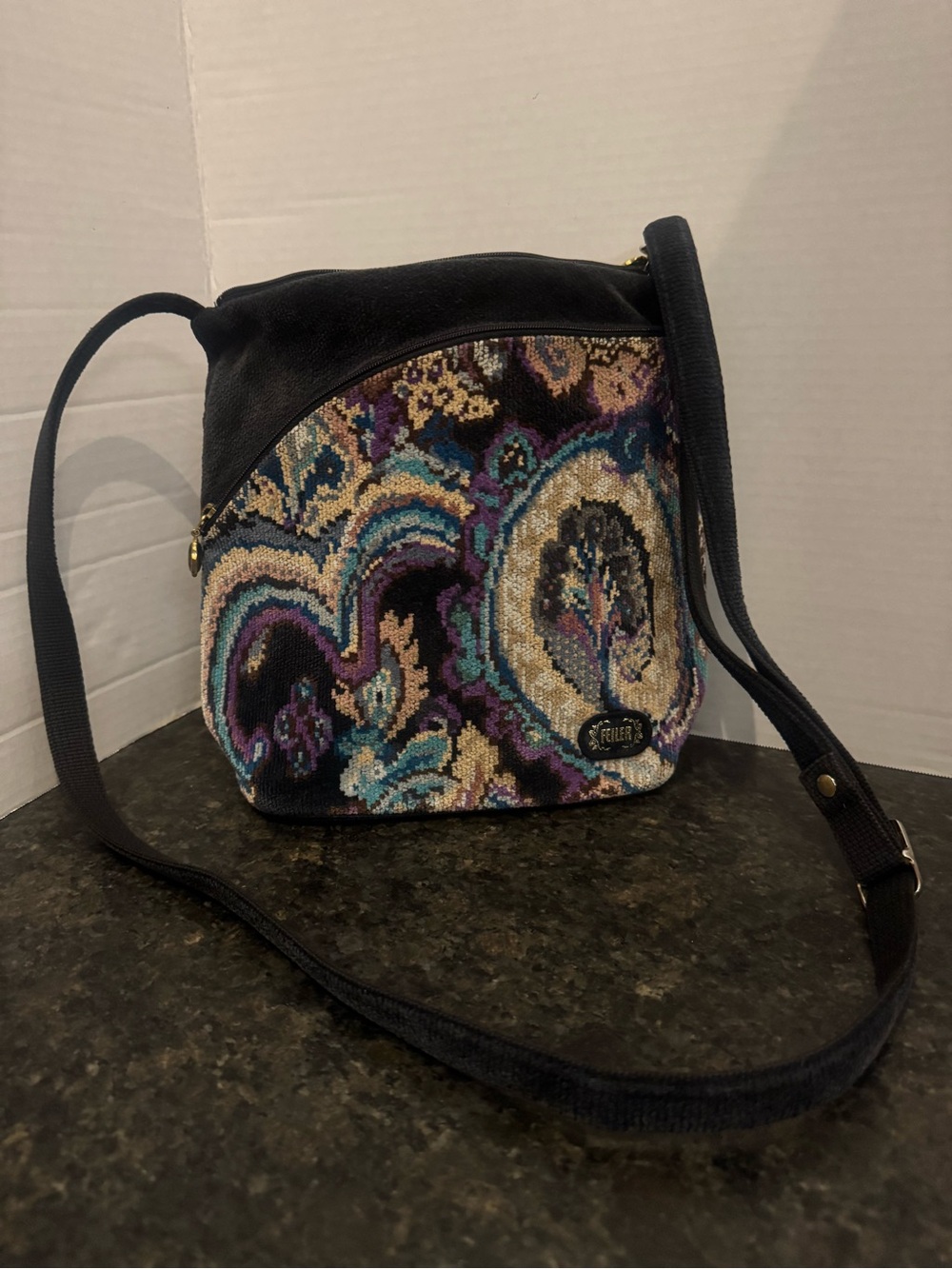 VINTAGE Feiler Germany Chenille Tapestry Crossbody Bag
